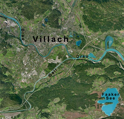 Villacher Becken Satelitenbild GoogleMaps
